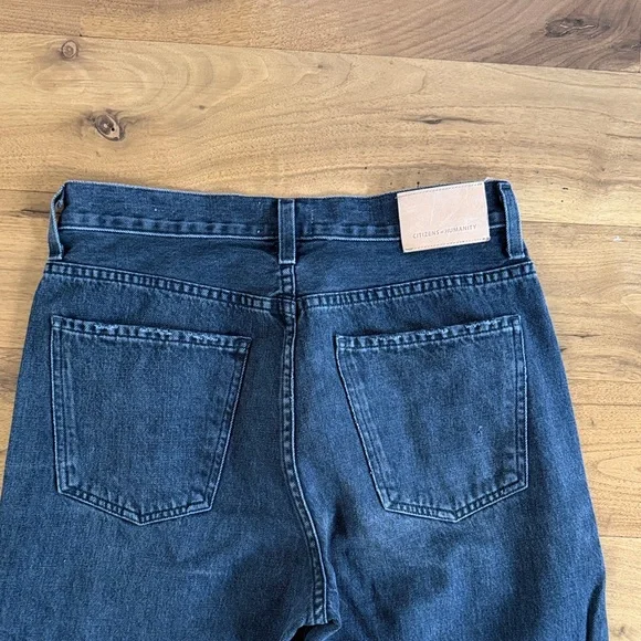 Citizens Of Humanity Dark Charcoal Annina High-Rise Wide-Leg Jeans - Picture 6 of 8